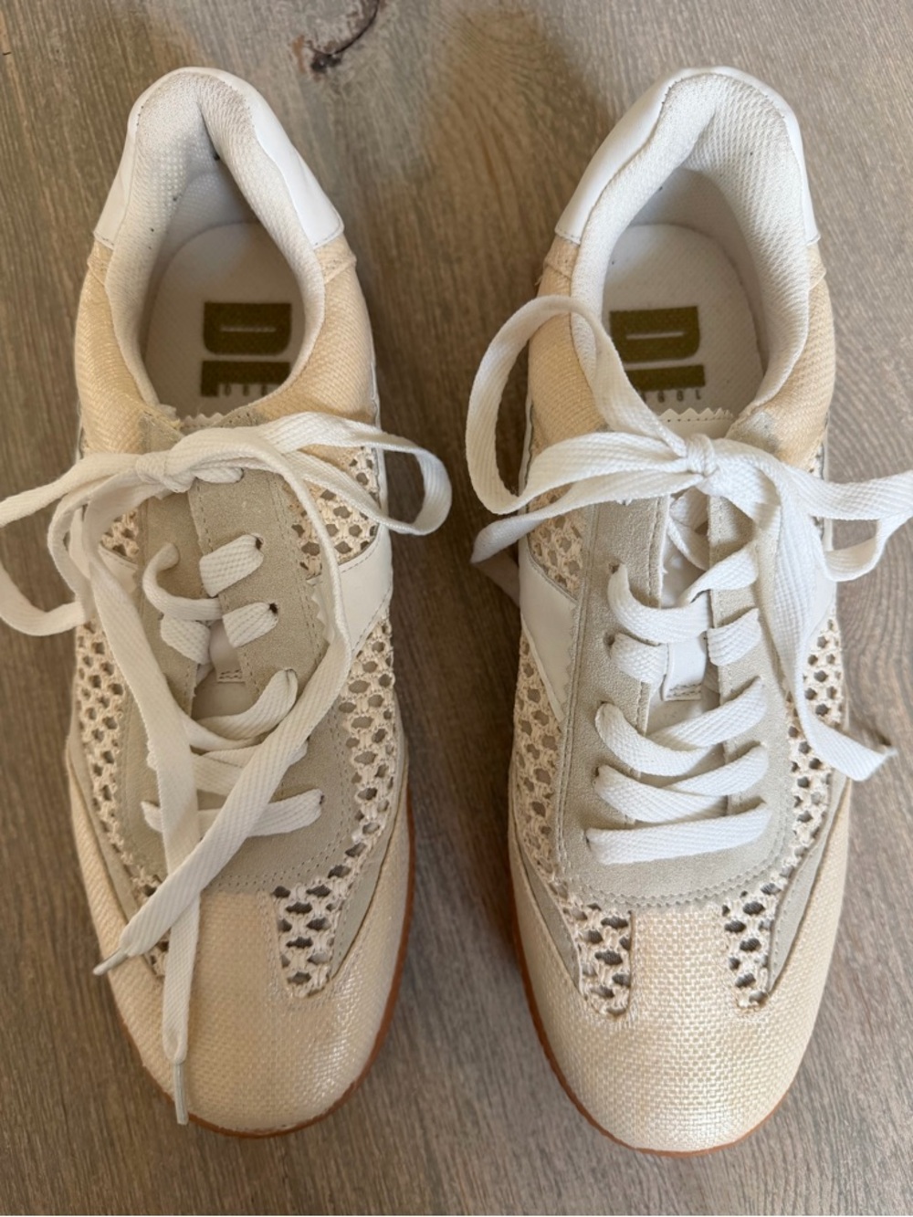 Woven Raffia Neutral Beige Women's Lace-Up Sneakers